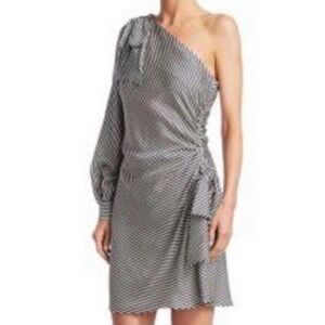 Zimmerman Silk Maples Bow One Shoulder Striped Mini Dress, Size 0 (4)